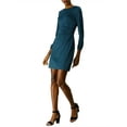 thumbnail image 4 of INSPIRE CHIC Women's Boat Neck 3/4 Sleeves Ruched Waist Above Knee Sheath Dress M Dark Teal, 4 of 9