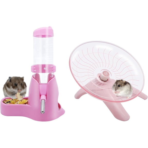Minzimin Hamster Water Bottle Water Dispenser Hamster Silent Exercise Running Wheel for Dwarf Hamsters Gerbil Mice