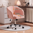 thumbnail image 5 of Alden Design Adjustable Tufted Velvet Office Chair with Barrel Back for Home Office, Pink, 5 of 10