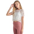thumbnail image 2 of Women’s Hole Detail Short Sleeve Athleisure Crop Top, White, M, 2 of 5