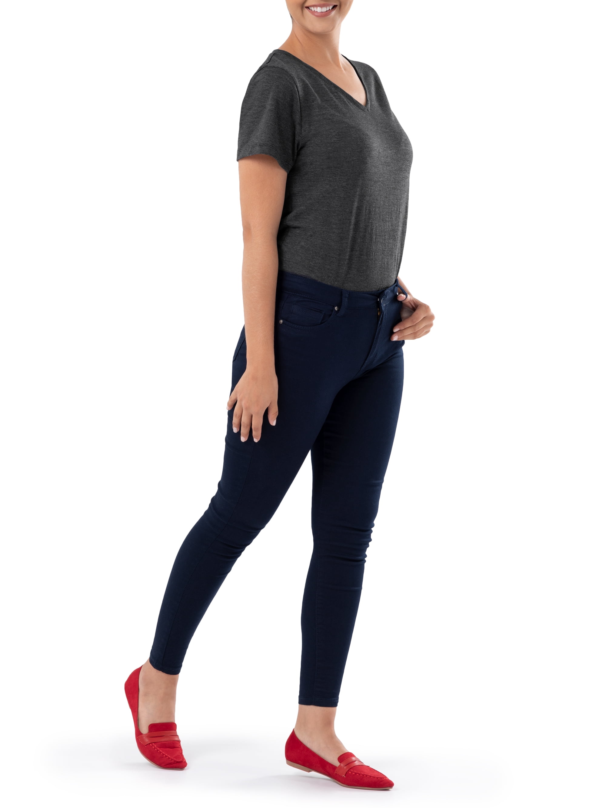 Time and Tru Women's Slub T-Shirts and Tank Top, 3-Pack