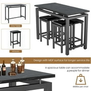 Counter Height Table Set of 5, Breakfast Bar Table and Stool Set, Minimalist Dining Table with Backless Stools, Wood Top Pub Table & Chair Set for Kitchen Apartment Bistro - Space Saving