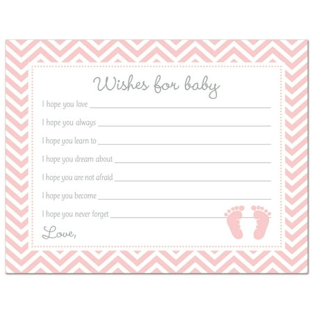 Good Luck Wishes Cards - Pink Baby Feet Baby Shower Wishes for Baby Cards - 48 count