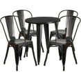 thumbnail image 2 of Emma + Oliver Commercial Grade 24" Round Black-Antique Gold Metal Table Set-4 Cafe Chairs, 2 of 5