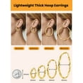 thumbnail image 5 of Bestyle Women's 18K Gold Plated Twist Hoop Earrings Large Thick Hypoallergenic Cartilage Earrings for Everyday Wear - 60mm, 5 of 9