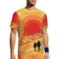 thumbnail image 3 of Sports T-Shirt For Men Desert Caravan T-Shirts Fashion Red Sunset Print Summer Tees O Neck, 3 of 5