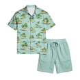 thumbnail image 5 of longantii 2 Pieces Outfit for Men Breathable Button Down Hawaiian Tops and Shorts Comfy Short Sleeve Beach Blouses and Shorts 2026 Shirt and Beach Shorts Sets Mint Green L, 5 of 6