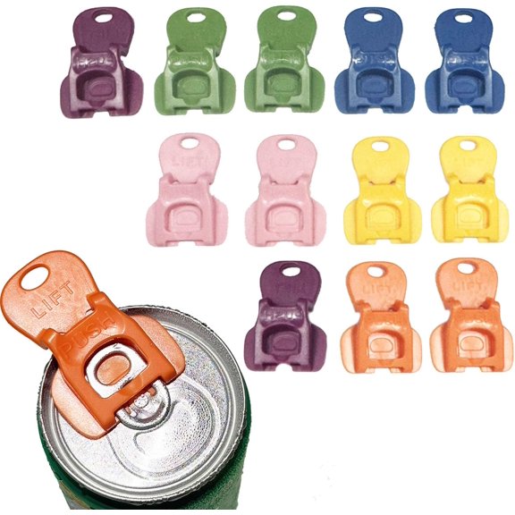 12PCS Easy Tab Opener & Drink Protector, Complete Cover Easy Tab Opener, Soda Can Opener Tool, Colorful Drink Can Protector Cap for Soda, for Coke, Beer, Soda, Aluminum Beverage(Random Color)