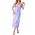 thumbnail image 2 of INSPIRAR CHIC Vestidos de Noche para Mujeres Sin Mangas con Tirantes Espagueti Cuello Redondo Primavera Verano Vestido de Dormir M Azul Rosa, 2 of 6
