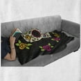 thumbnail image 6 of Sugar Skull Soft Flannel Fleece Throw Blanket, Dia de los Muertos Concept Colorful Graphic Skull with Floral Wreath, Cozy Plush for Indoor and Outdoor Use, 50" x 60", Multicolor, by Ambesonne, 6 of 6