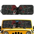 thumbnail image 2 of Uorisanigo Windshield Sun Shade for 2018-2025 Jeep Wrangler JL JLU & 2020-2025 Jeep Gladiator Accessories Foldable Skull Spider Web Print Windshield Sunshade Front Window UV Blackout Shades, 2 of 7