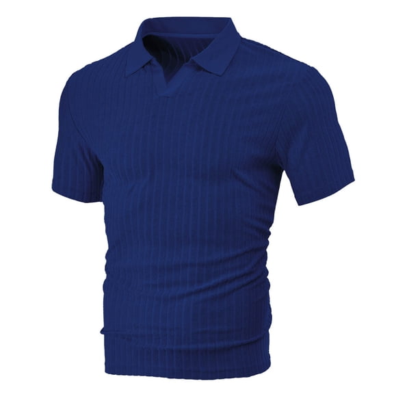 Blmnix Shirts for Men Muscle Cotton Shirts Polo Shirts T shirts Short Sleeve Blue Collared Sun Shirts for Men,XL