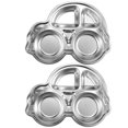 thumbnail image 1 of 2 Pcs Plateau de Dîner Divisé en Acier Inoxydable pour Cantine Scolaire Assiette Divisée pour Enfants, 1 of 7
