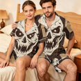 thumbnail image 5 of JULMCOMO Halloween Matching Pajamas for Couples Horror Skull Print Short Sleeve Soft Party Two Piece Sets Loose Fit Holiday Lounge Sets White-Women L, 5 of 6