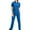 Blue, variant on Womens Solid Color 2 Piece Scrubs Set 1/4 Zipper Mock Neck Scrub Tops with Jogger Pants Nursing Uniform Set with Multi Pockets
