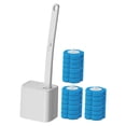 thumbnail image 4 of Juego de cepillo y soporte para inodoro desechables con tapa abatible automática y eficiente Blanco, 4 of 9