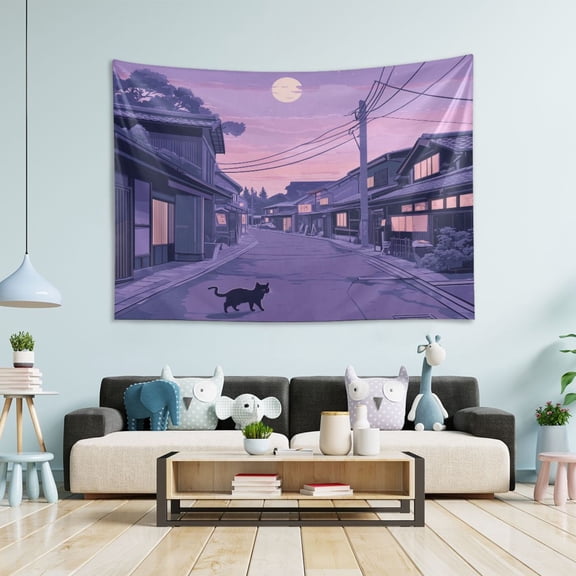 Yayeee Tapestry Wall Hanging for Bedroom 60 x 40" Home Decoration for Living Room, Black Cat Walking