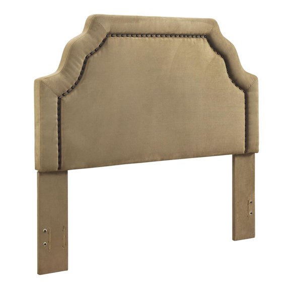 LOREN KEYSTONE UPHOLSTERED FULL/QUEEN HEADBOARD IN CAMEL MICROFIBER