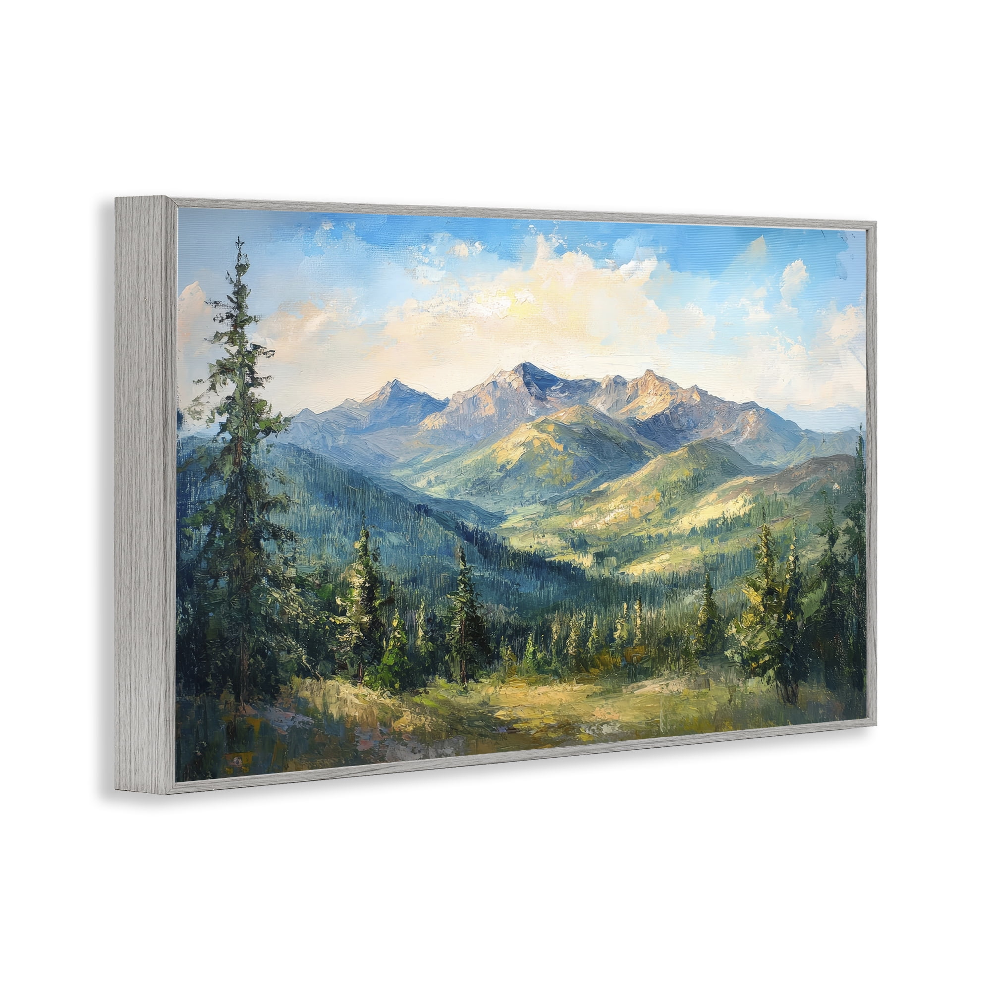 Stupell Industries Valley In The Mountains Gray Framed Giclee Art, design by Petal Prints Design