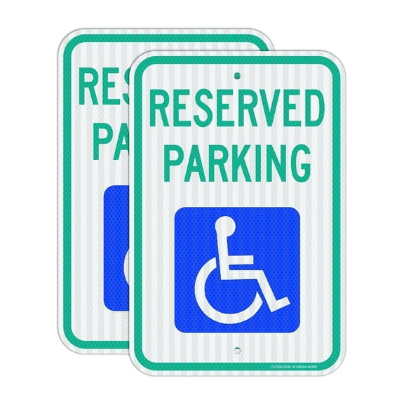 Faittoo 2 pack Reserved & Handicap Parking Signs, 18x12, Engineer Grade Reflective, Rust-Free Aluminum, Weather/Water Resistant, Durable Ink