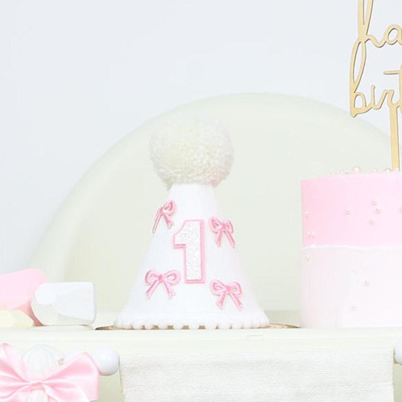 Gombado de primer cumpleaños, primer sombrero de cumpleaños, atuendos, rosa arco princesa princesa sombrero de arco decoraciones de cumpleaños