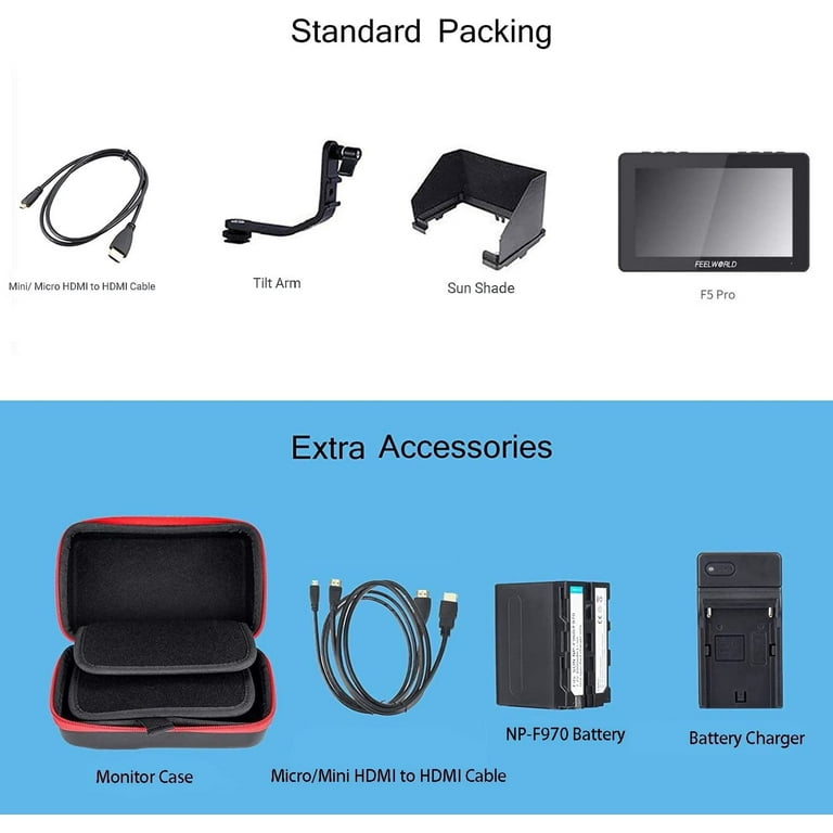 FEELWORLD F5 Pro V4 DSLR Camera Monitor, 6 Inch Touch Screen, 3D