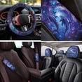 thumbnail image 4 of HUISEFOR Galaxy Dolphin Car Seat Cover Full Set of 14 Pcs Breathable Soft with Steering Wheel Cover, Belt Cover, Head Rest Protector, Scratch-Resistant, Elastic, Universal Fit for Cars SUV Trucks, 4 of 5