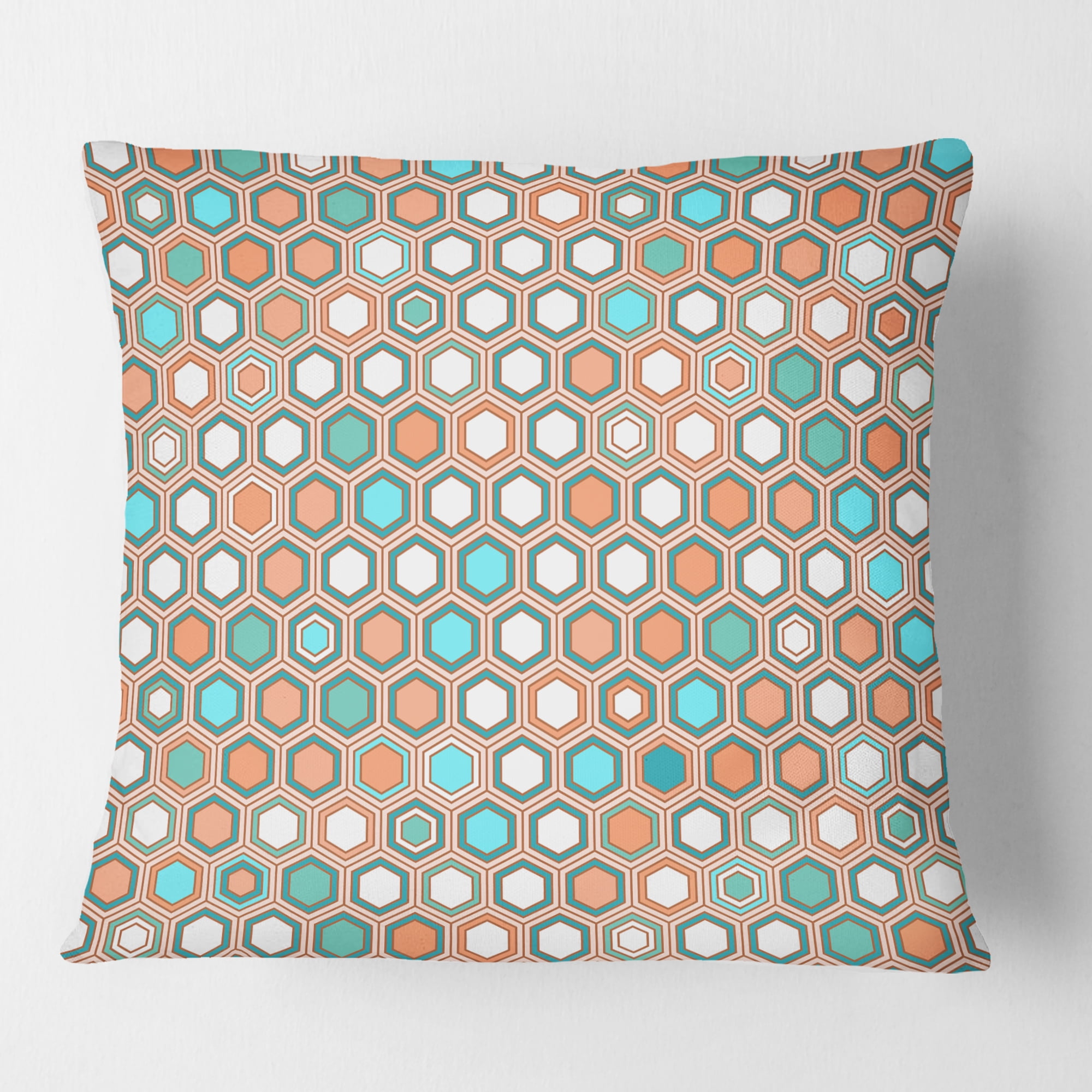 Designart Retro Hexagon Pattern III' Mid-Century Modern Throw Pillow - 18x18