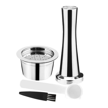 

Reusable Refillable Coffee Stainless Steel Metal Refillable Coffee for ALDI Machine with 1 Spoon Brush Set 4Pcs Set