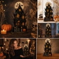 thumbnail image 4 of ShaoXinWan Halloween Ghost Pumpkin House Wooden Tabletop Ornament, 2D Spliceable Decor Sign, Festive Accent for Dining Table Cabinet Bookshelf Decor, 4 of 7
