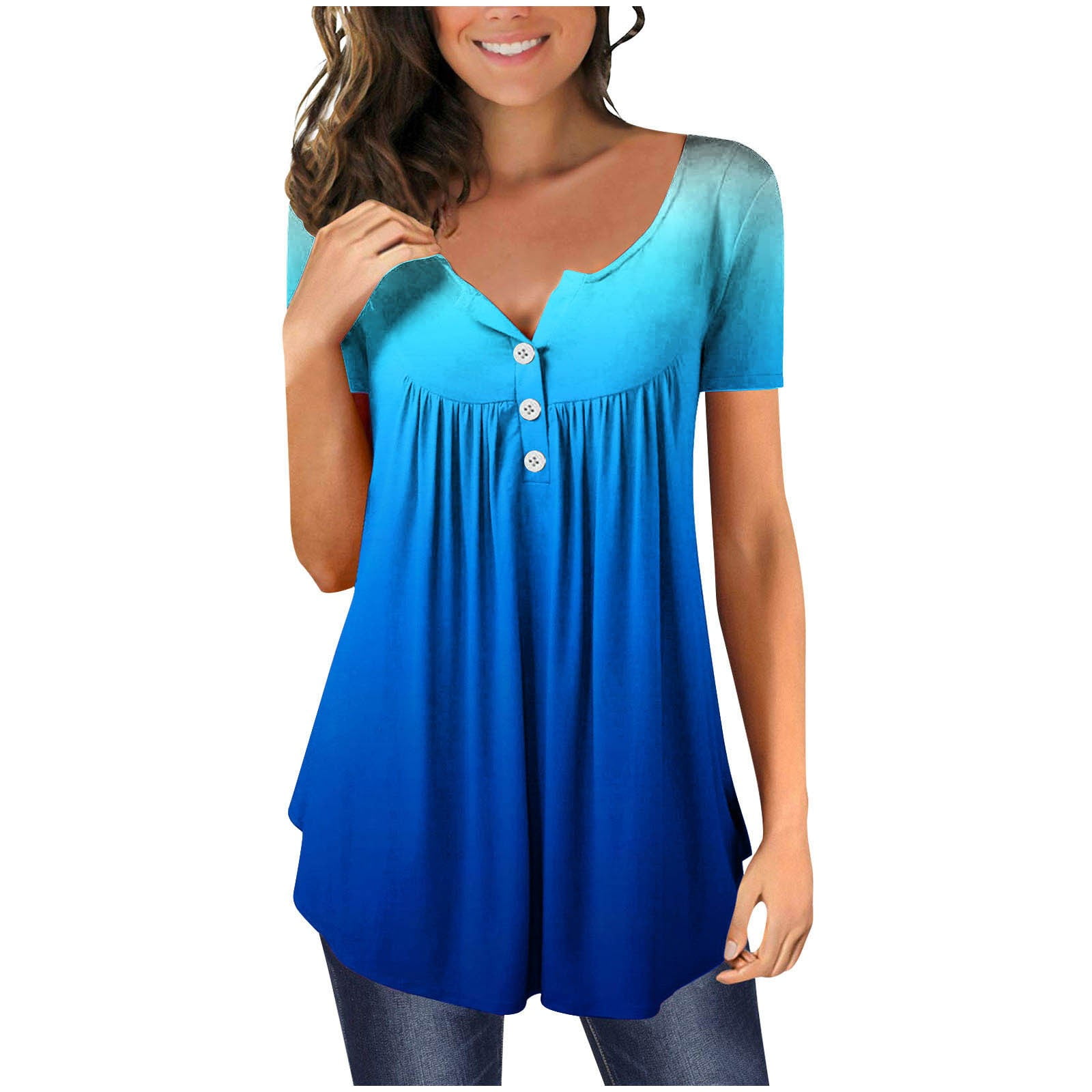 Womens Summer Tops Hide Belly Tunic 2023 Casual Dressy Short Sleeve T