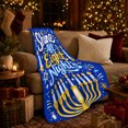 thumbnail image 3 of Eight Nights With Golden Candles, Cozy Flannel Blanket for Hanukkah Celebrants, Bright Festive Typography Illustration Composition Home Decor for Living Room and Bedroom, Appreciation Gift, 3 of 7
