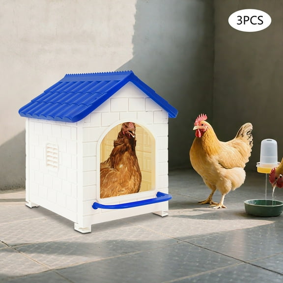 3 PCS Chicken Nesting Boxes, 12x15.15x17.32in Plastic with Soft Pad, Ventilated Windows & Toothed Roof, Wall/Floor Mountable, Ideal for Chicken Coops/Small Farms