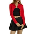thumbnail image 3 of Women's Kimono Cardigan Lightweight Long Sleeve Open Front Cropped Jacket Draped Ruffle Short Shrugs, 3 of 9