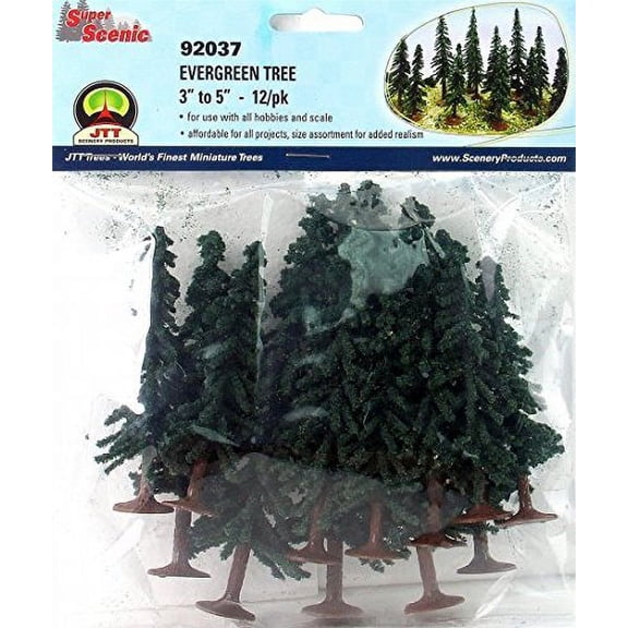 JTT Scenery 92037 EVERGREEN 3" to 5" HO Scale 12/PK