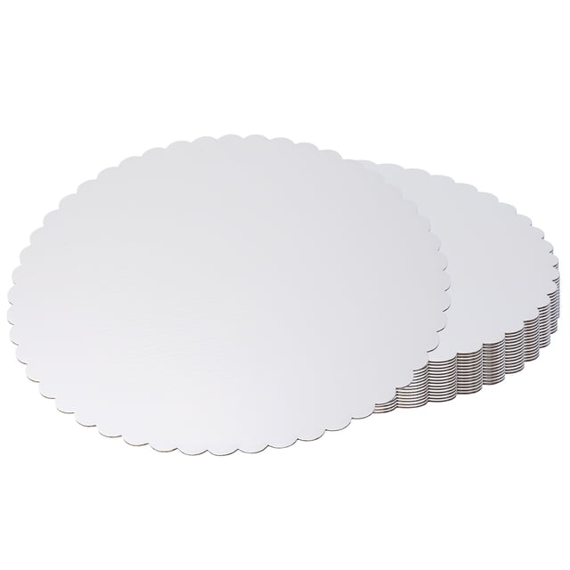 Plateau à Gâteau Rond 15 Pcs, Base de Gâteau Ronde 12 Pouces, Assiette à Gâteau Ronde Base en Carton, Blanc