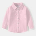 thumbnail image 4 of NAISIBABY School Uniform Shirt for Kids, Button Down Solid Color Long Sleeve Casual Dress Shirt Pink 12-18Months, 4 of 6