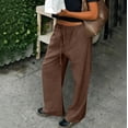 thumbnail image 5 of WULMLEO Cotton Linen Wide Leg Pants for Women Flowy Summer Beach Palazzo Bottoms Elastic Waist Vacation Travel Trousers with Pockets Coffee XL, 5 of 8