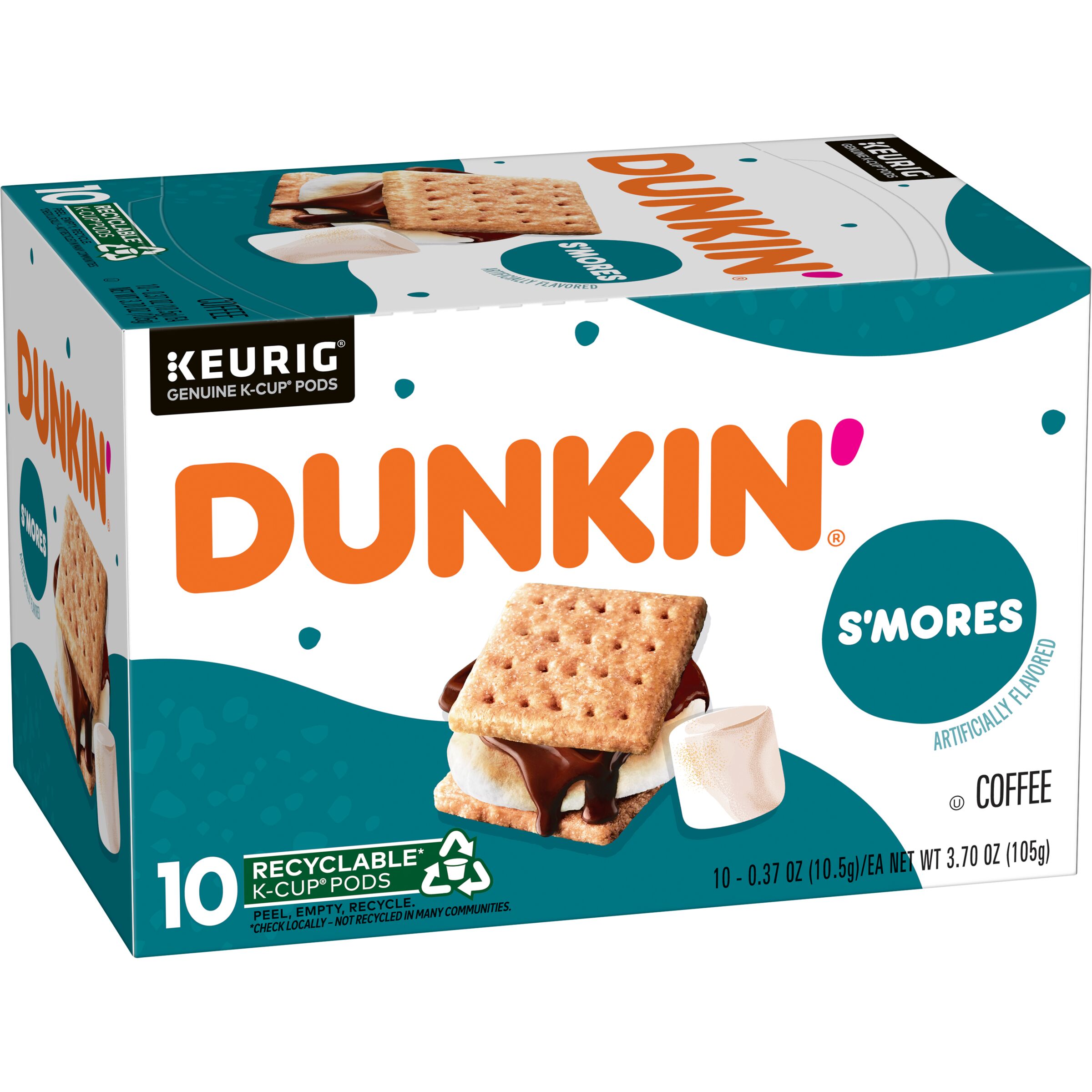 (6 Pack) Dunkin’ S’mores Artificially Flavored Coffee, Medium Roast, Keurig K-Cup Pods, 10 Count Box