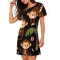 thumbnail image 2 of Easygdp Monkeys Swinging from Palms Camisón de manga corta para mujer, informal, estampado, 2 of 6