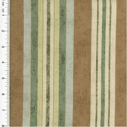 Designer Green/Brown Stripe Cotton Print Home Decorating