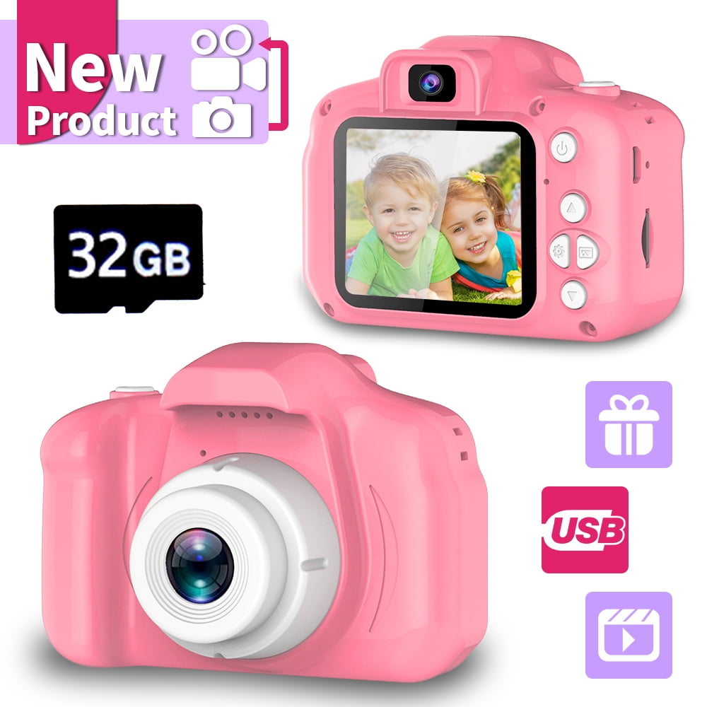 Rose GKTZ Camera for Kids Upgrade Selfie Camera Children Digital Video Toddler Toy Camera Birthday Gift for 3 4 5 6 7 8 Year Old Girls with 32GB Card 