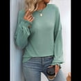 thumbnail image 4 of Camiseta Holgada Informal de Cuello Redondo y Larga Acanalada para Mujer, Ideal para y Otoño Lago Verde L, 4 of 8