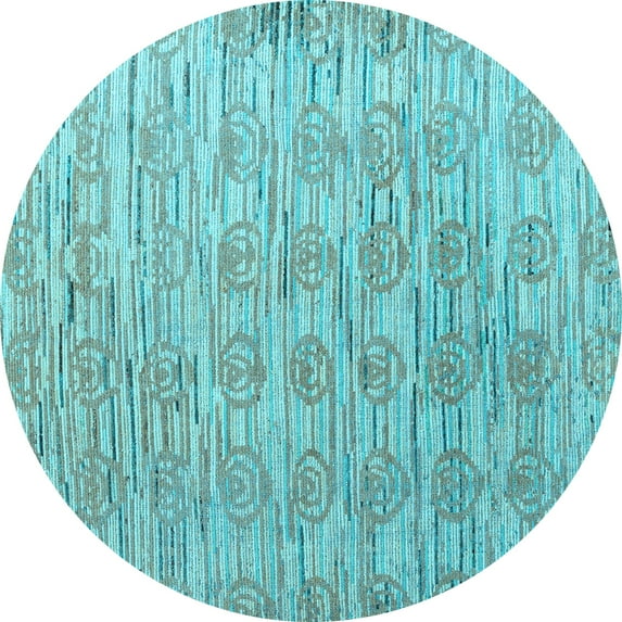 Ahgly Company Indoor Round Abstract Light Blue Modern Area Rugs, 5' Round