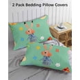 thumbnail image 2 of Spring Easter King Pillow Cases Set of 2 - Microfiber Bed Throw Pillow Covers, Bunny Colorful Eggs Floral Green Decorative Lumbar Pillow Cover with Envelope Closure for Sofa/Travel 20"x36", 2 of 6