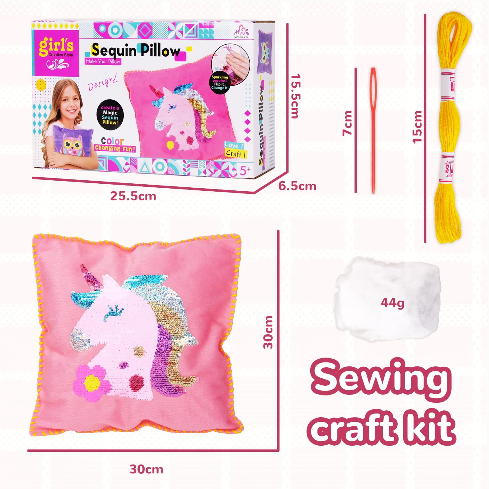 jackinthebox Learn to Sew | Unicorn Theme Kids Sewing Kit with 6 Sewing Crafts | Sewing Kit for Kids Ages 6 7 8 9 10 | Premium Quality Felt | Has