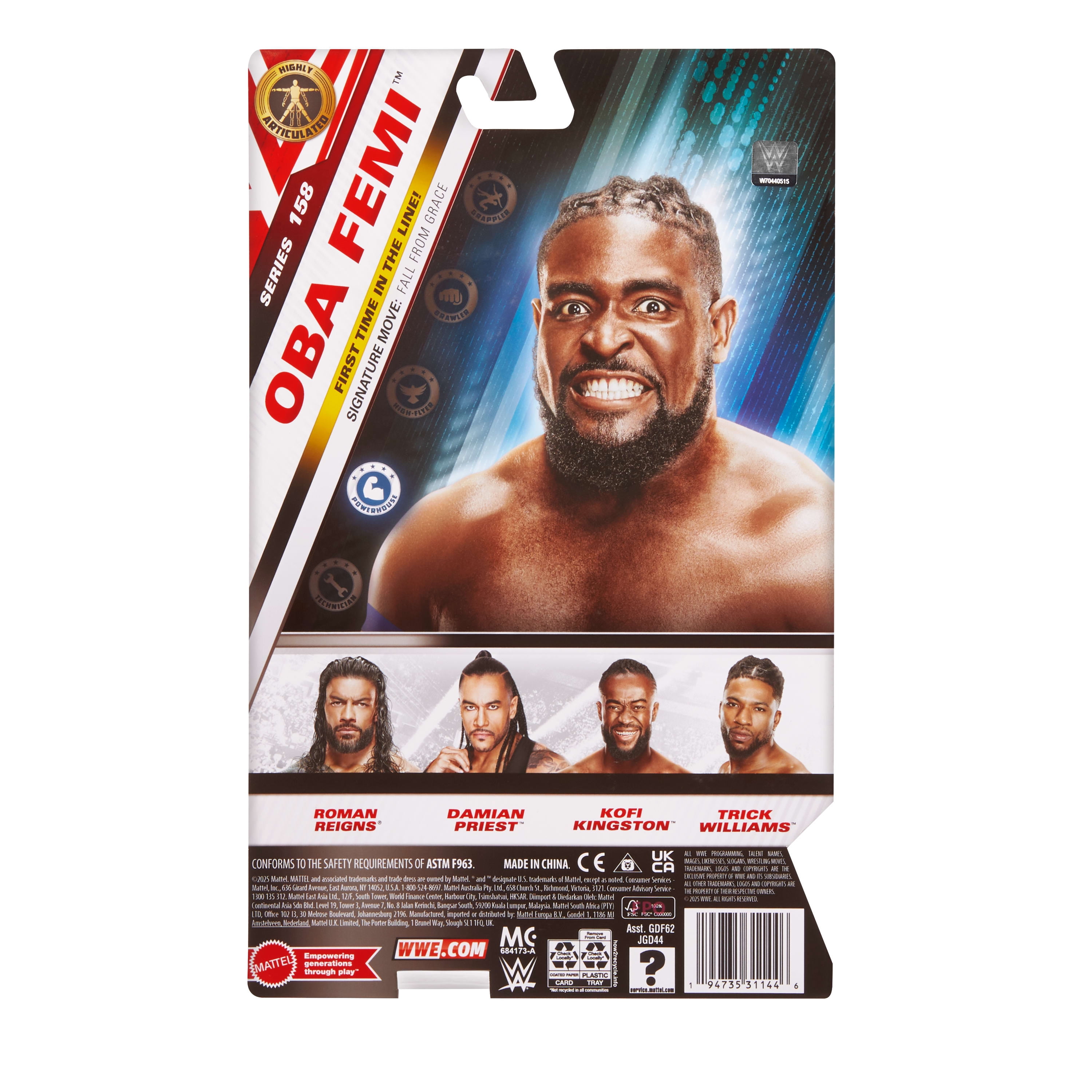 WWE Oba Femi Action Figure, Main Event Series #158, 6-inch Collectible with Articulation