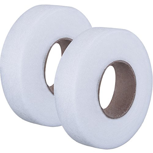 2 Pack 140 Yards Wonder Web Hem Tape Black&White 2cm Wide No Sewing Iron on Tape Roll Fabric Fusing Tape with Soft Tape Measure for Jeans Curtain Trousers Garment Cloth 