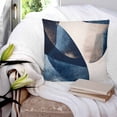 thumbnail image 3 of Pillow Covers 24x24 Set of 2, Navy Blue Geometric Throw Pillow Covers Decorative Couch Cushion Cover, Modern Beige Abstract Art Microfiber Soft Square Pillowcases for Bedroom Living Room Sofa, 3 of 7