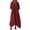 Burgundy, variant on Women's Linen Sundresses Asymmetric Hem 3/4 Sleeve V Neck Maxi Dresses with Pockets Casual Summer Vacation Outfits Purple